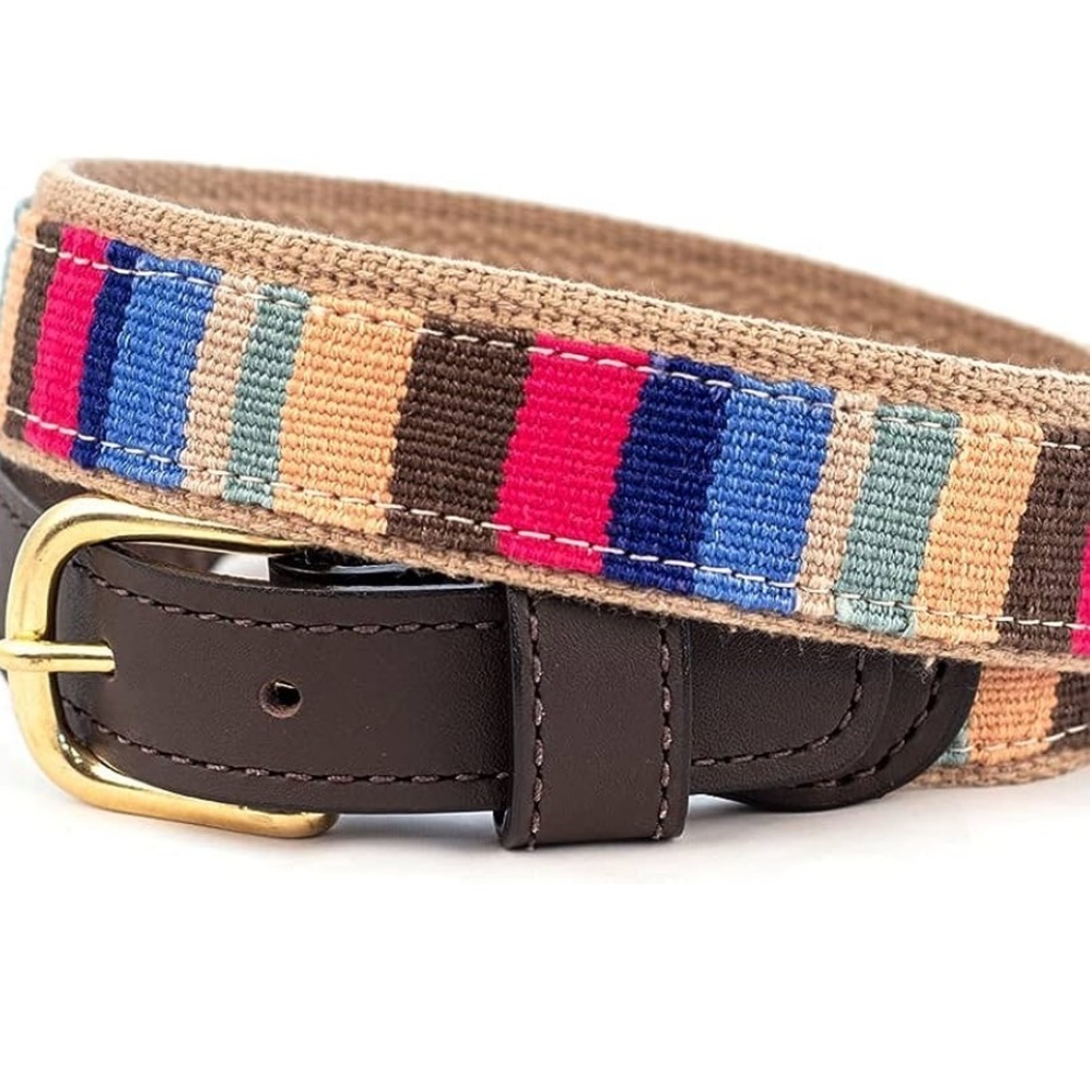 A Tail We Could Wag Cotton & Leather Belt, Handmade Guatemalan Cotton Weave